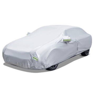 Car tarpaulin with zip and pocket, weatherproof car cover, 479 x 173 x 115 cm, silver