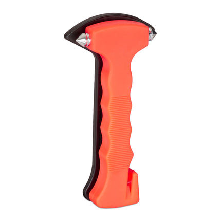 Car with emergency hammer and seat belt cutter