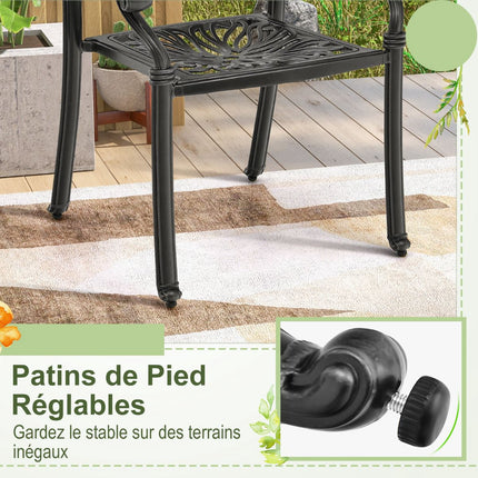 Cast Aluminum Stackable Patio Chairs Set of 2, Black