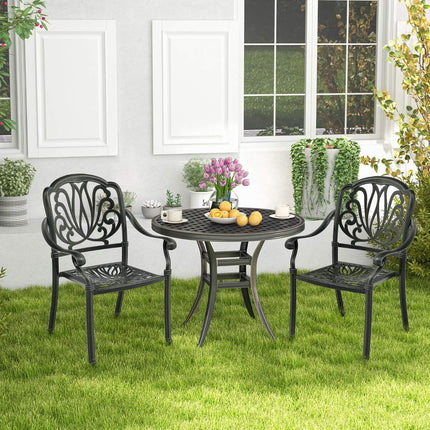 Cast Aluminum Stackable Patio Chairs Set of 2, Black