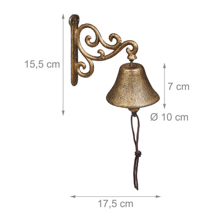 Cast Iron Door Bell, Gold Finish