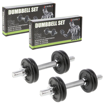 Cast Iron Dumbbells, 2x7kg, Set of 2