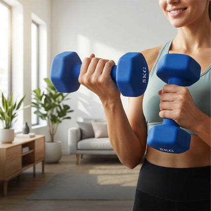 Cast Iron Dumbbells Pair, Ergonomic Grip, Non-Slip Coating