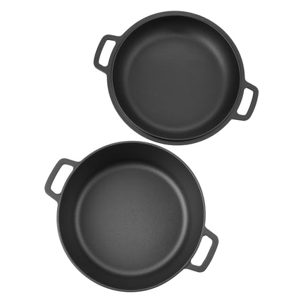 Cast Iron Dutch Oven 5QT, 2-in-1 Skillet Lid
