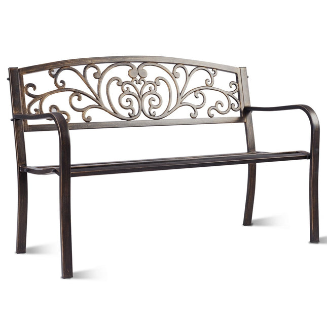 Cast Iron Garden Bench for 2-3 People with Backrest
