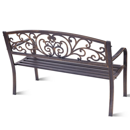 Cast Iron Garden Bench for 2-3 People with Backrest