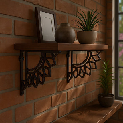 Cast Iron Mandala Shelf Brackets, Set of 2