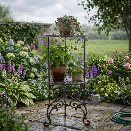 Cast Iron Plant Stand, Vintage Tiered Indoor Outdoor