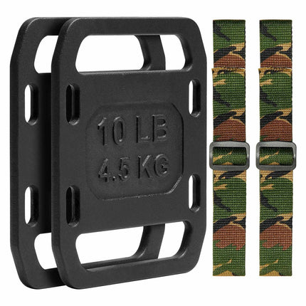 Cast Iron Ruck Plates, 2 x 10 lb Pair With Straps