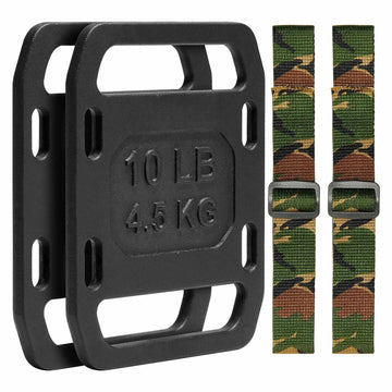 Cast Iron Ruck Plates, 2 x 10 lb Pair With Straps