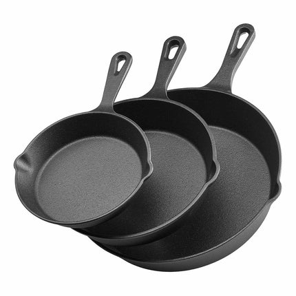 Cast Iron Skillet Set, 3-Piece 6, 8, 10 Inch