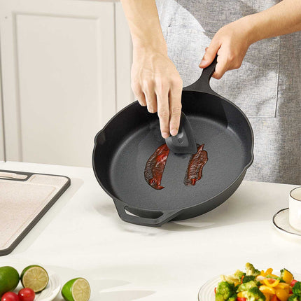 Cast Iron Skillet Set, 4-Piece, Pre-Seasoned, Silicone Grip
