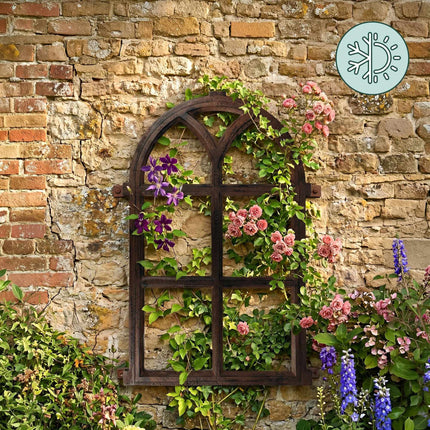Cast Iron Stable Window – Rustic Rust-Patina Trellis