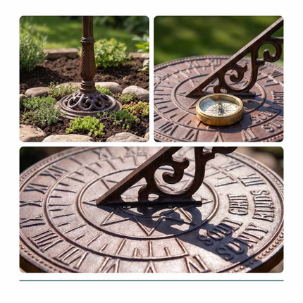 Cast Iron Sundial With Stand – Roman Numerals, Outdoor