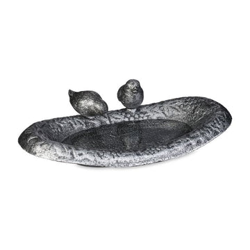 Cast iron bird bath with birds