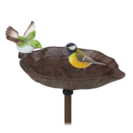 Cast iron bird bath with soil spike