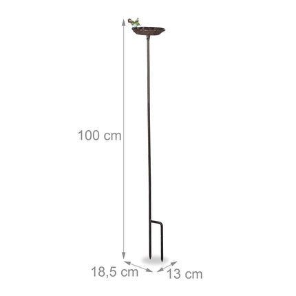 Cast iron bird bath with soil spike