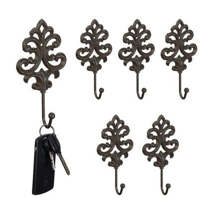 Cast iron coat hooks - set of 6