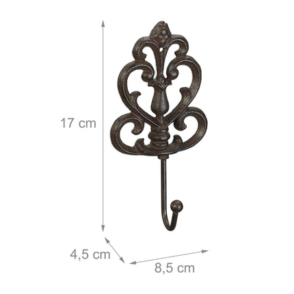 Cast iron coat hooks - set of 6