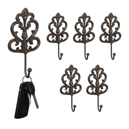 Cast iron coat hooks - set of 6