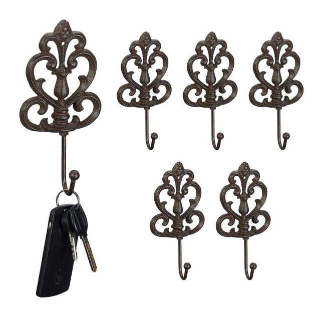Cast iron coat hooks - set of 6