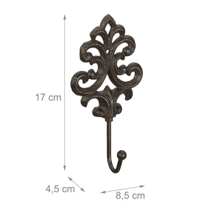 Cast iron coat hooks - set of 6