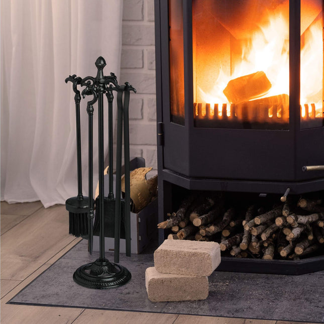Cast iron fireplace set with 5 parts