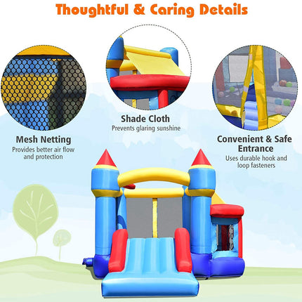 Castle Slide Bounce House with Ball Pit & Basketball Hoop
