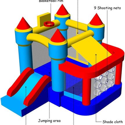 Castle Slide Bounce House with Ball Pit & Basketball Hoop