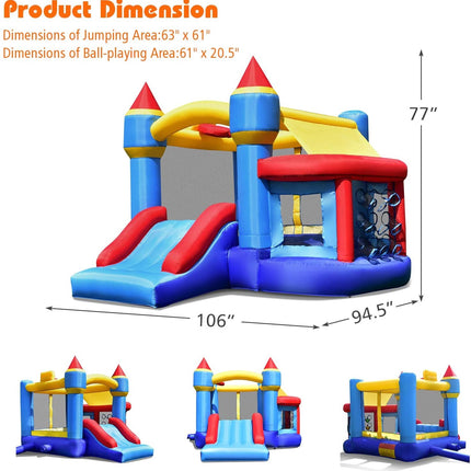Castle Slide Bounce House with Ball Pit & Basketball Hoop