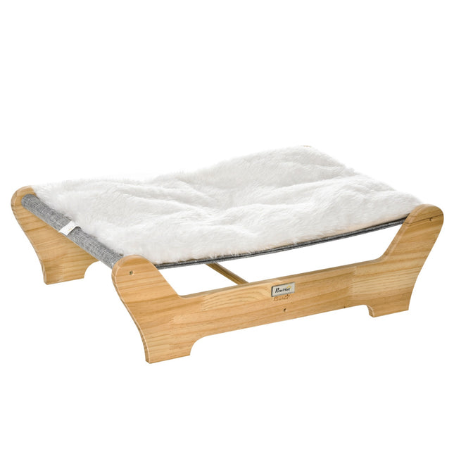 Elevated cat bed Hammock with soft cushion, pine