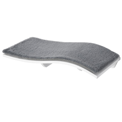 Wall-hung cat bed with plush pillow, white/grey