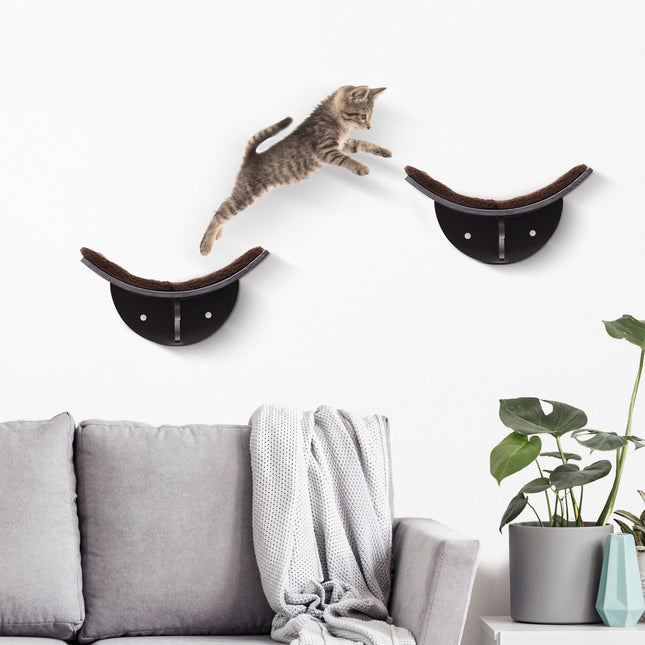 Wall-mounted cat bed with plush cushion, easy assembly