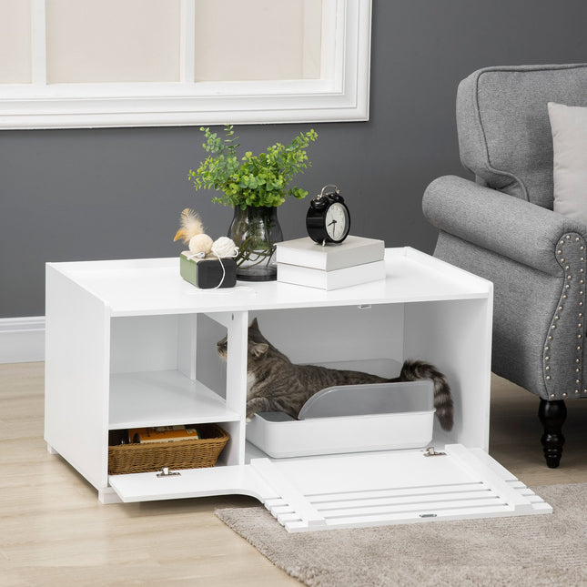 Cat cabinet – Side table, white MDF