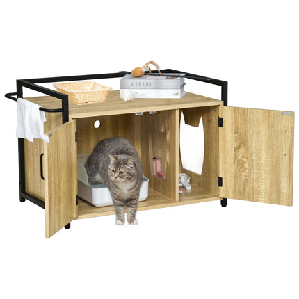 Cat cabinet - natural wood, multifunctional, 82x51x54 cm