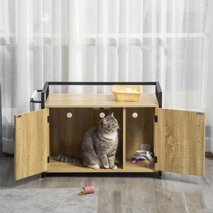 Cat cabinet - natural wood, multifunctional, 82x51x54 cm