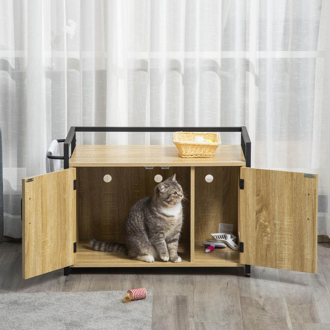 Cat cabinet - natural wood, multifunctional, 82x51x54 cm