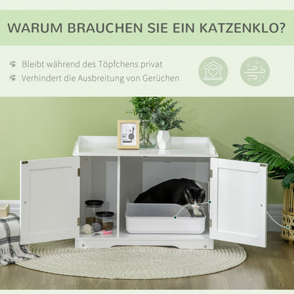 White cat litter box with adjustable divider 86cm
