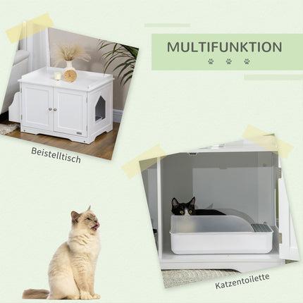 White cat litter box with adjustable divider 86cm