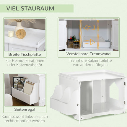 White cat litter box with adjustable divider 86cm