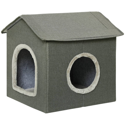 Cat Cave Bed, cozy gray polyester, accommodates cats up to 5 kg