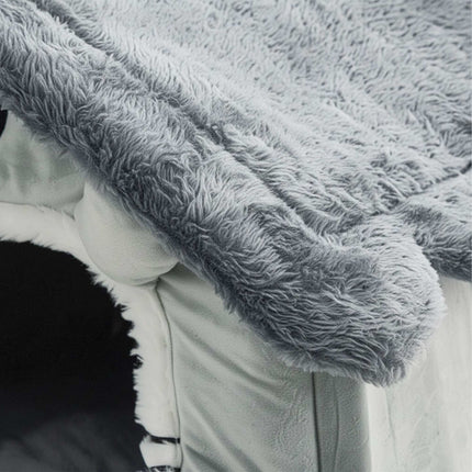 Cat Cave House with Plush Roof and Non-Slip Base