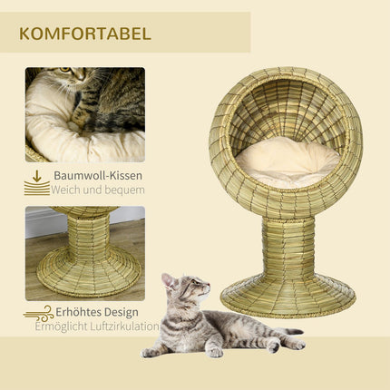 Cat Cave Basket with removable cushion, seaweed, 41x71.5 cm
