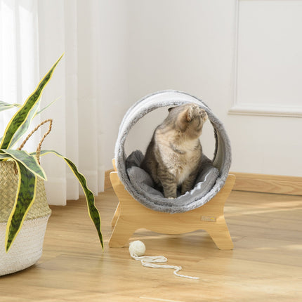 Cat cave with shelf & scratching pad, Grey, 41x40x47 Cm