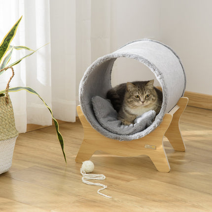 Cat cave with shelf & scratching pad, Grey, 41x40x47 Cm