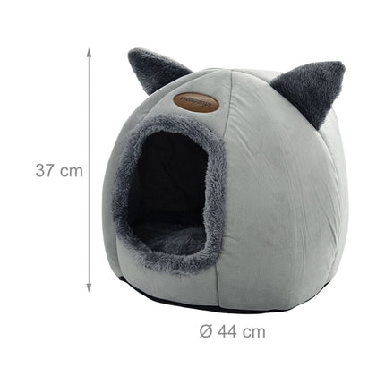 Cat Cave with Ears, Removable Cushion, Non-Slip Base