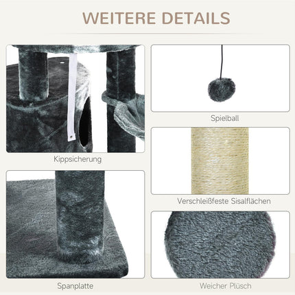 Cat climbing frame, ceiling-high sisal pole, dark grey
