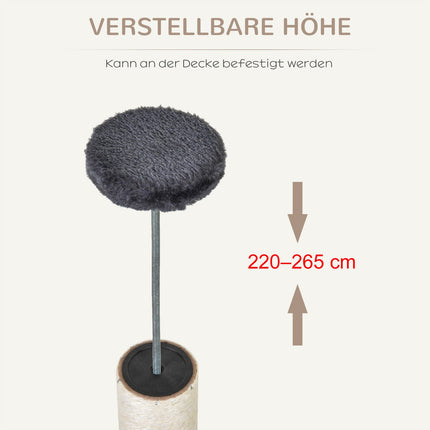Cat climbing frame, ceiling-high sisal pole, dark grey