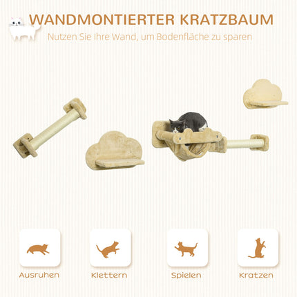 Cat climbing wall set with stairs, scratching posts and hammock