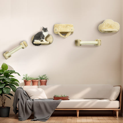 Cat climbing wall set with stairs, scratching posts and hammock